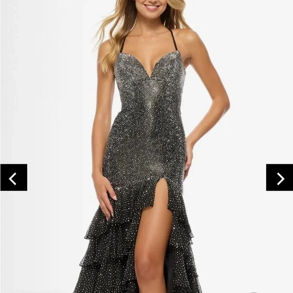 Sherri Hill Sparkly Black Mermaid Prom Dress